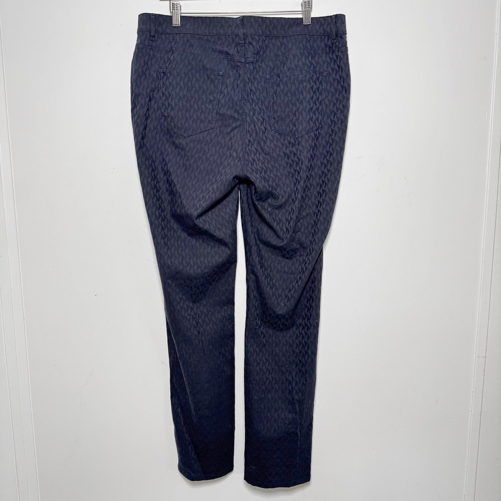 Lafayette 148 Thompson Pants Womens 14 Navy Blue Geometric Jacquard Slim Leg - Picture 4 of 6